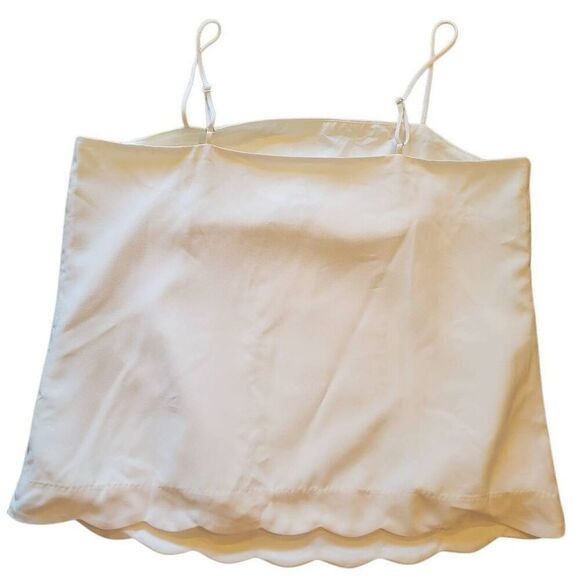 NWT J. Crew Tank Top Women's 10 Ivory Scalloped Hem Cami Chiffon - Picture 3 of 5